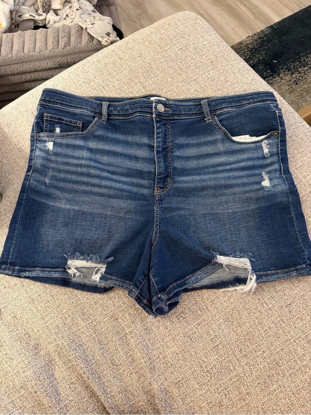 BKE Dark Blue Distressed Denim Jean Shorts
